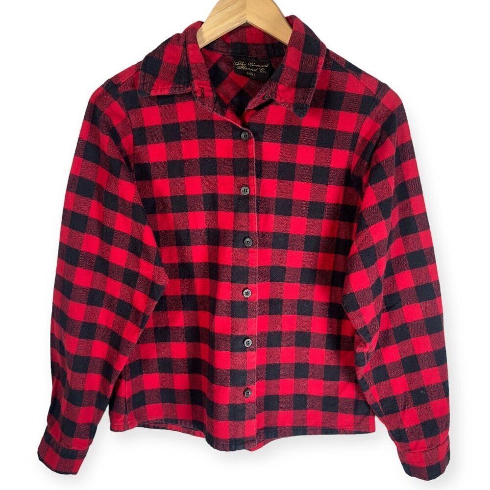 The Vermont Flannel‎ Co Shirt Womens Small Red Black Buffalo Plaid Flannel  USA